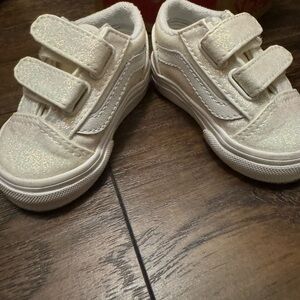 Baby White Glitter Vans